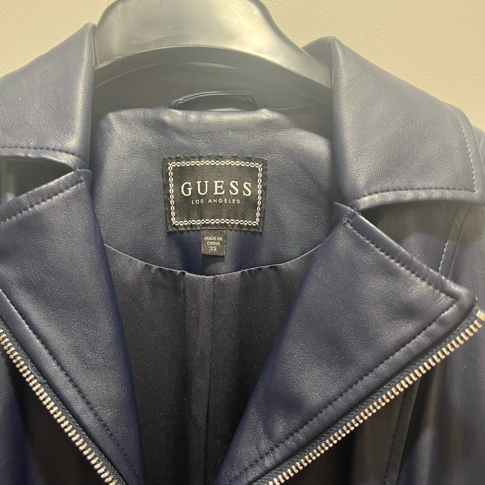 Guess Navy Leather Jacket